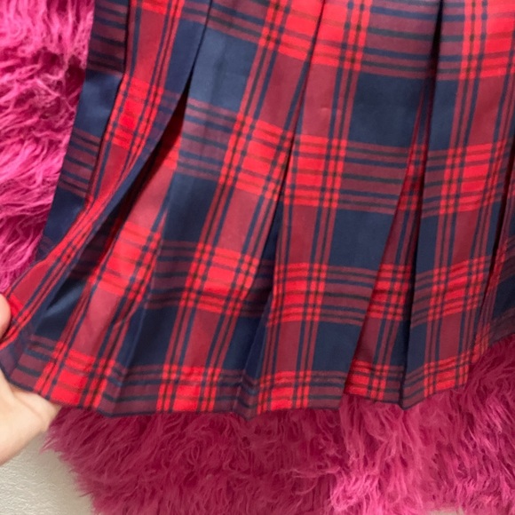 Red and Navy Pleated Skirt - Picture 2 of 4